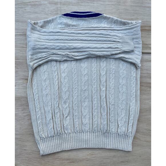 True Performance Beige Knitted Long Sleeve Sweater V-Neck NBA Merch Size Large - Picture 5 of 5